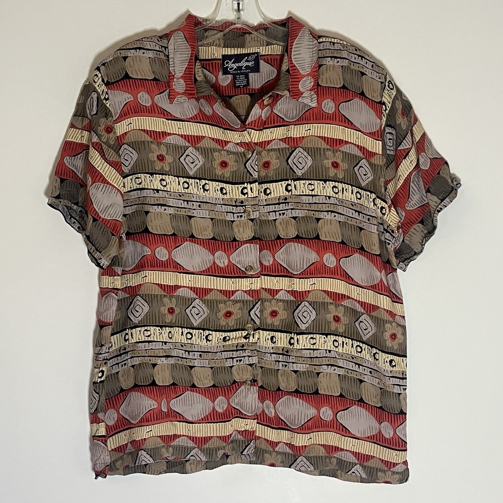Angelique Shirt Womens Medium Multicolor Floral Aztec Geometric Vintage Gypsy M